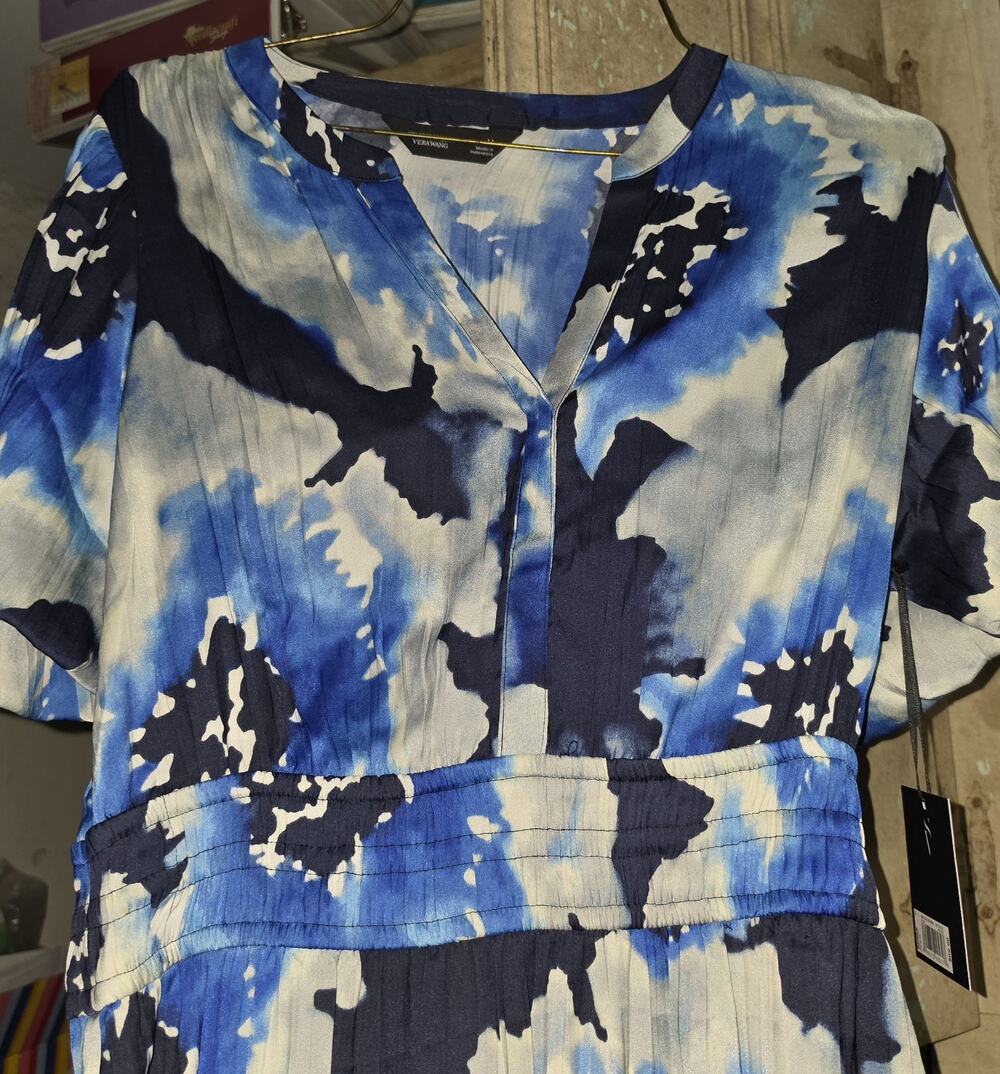 Simply Vera Wang Navy Blue Flowers Medium Dress NWT